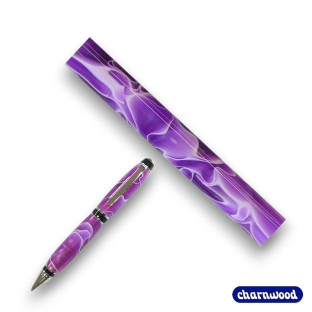 CHARNWOOD AR03 acrylic pen blank dark orchid with white swirl for pen turning projects