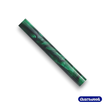 CHARNWOOD AR30 round acrylic pen blank dark green with black swirl for custom pen turning projects