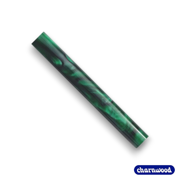 CHARNWOOD AR30 round acrylic pen blank dark green with black swirl for custom pen turning projects
