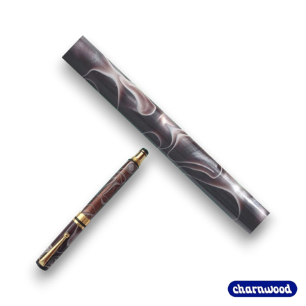 Charnwood AR24 acrylic pen blank coffee color with pink swirl for custom pen turning projects