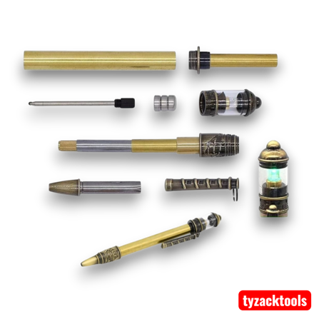 Lighthouse Twist Pen Kit LH2 with antique bronze polished finish and nautical-themed decorative hardware.