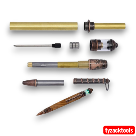 Lighthouse Twist Pen Kit LH1 with antique rose copper polished finish and nautical-themed decorative hardware.