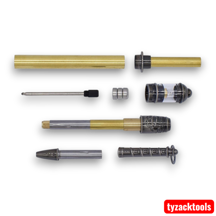 Lighthouse Twist Pen Kit LH3 with gun metal polished finish and nautical-themed decorative hardware.