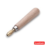 Hardwood file handle with brass collet for hand files and rasps.