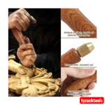 Hardwood file handle with brass collet for hand files and rasps.