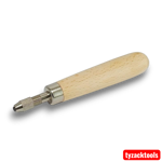 Hardwood file handle with brass collet for hand files and rasps.