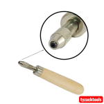 Hardwood file handle with brass collet for hand files and rasps.