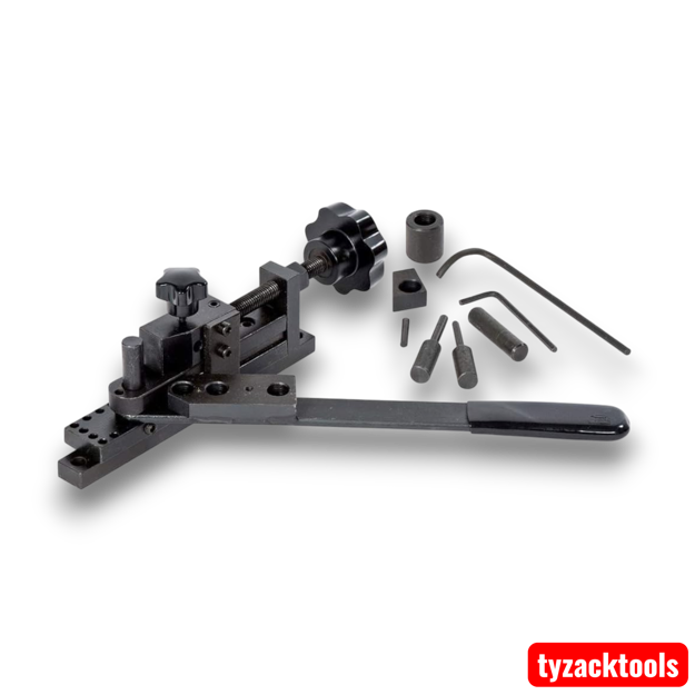 Manual mini universal bending tool for bending wire, flat metal strip and small metal tubing, ideal for metalworking, model engineering, jewellery making and DIY workshop use.