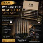Iwasaki Limited Edition Black File 5pc Precision Hand File Set