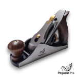 Small Pegasus Pro No.1 Smoothing Plane for fine detail work, showing the cast iron body and Sapele rear handle.