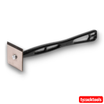 No.107 glue scraper with cast iron handle and replaceable high-carbon steel blade for removing dried glue, paint, and varnish from woodworking projects.