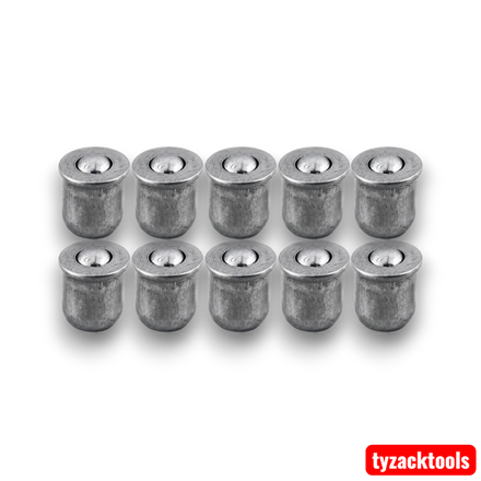 3/16-inch push press button oilers for lubricating lathes, milling machines and engineering workshop equipment.