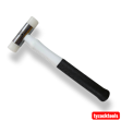 25mm dual-faced nylon hammer with white replaceable soft nylon heads, polished steel head, and black textured grip handle, ideal for non-marking engineering, woodworking, and assembly work.