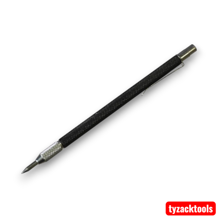 Pocket Scriber with a tungsten carbide tip, 150mm (6in) precision marking tool featuring a pocket clip for accurate marking on metal, glass, ceramic, and plastic surfaces.