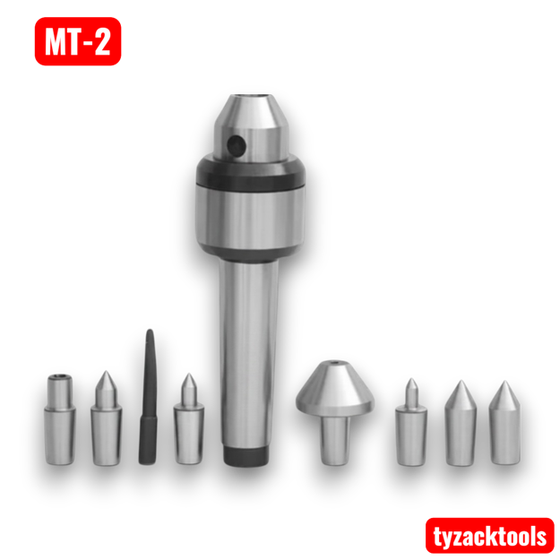 Multi point live centre set for metal lathe machining and precision turning applications
