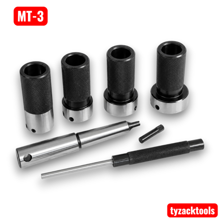 Tailstock Die Holder Set with 3MT Morse Taper Shank and Four Imperial Round Die Holders