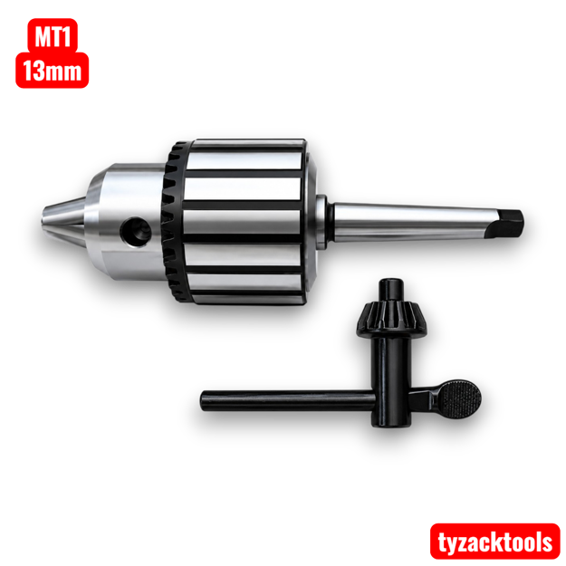 13mm Woodturners Drill Chuck with 1MT Morse Taper and Chuck Key for Wood Lathe Tailstock