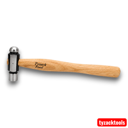 6oz (170g) ball peen hammer with hardened steel head and hardwood handle, ideal for jewellery making, metalworking, engineering, riveting, shaping and craft projects.