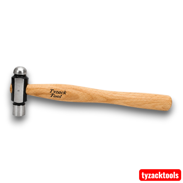 6oz (170g) ball peen hammer with hardened steel head and hardwood handle, ideal for jewellery making, metalworking, engineering, riveting, shaping and craft projects.