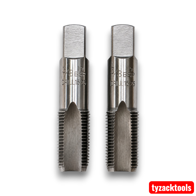 3/8" BSP 19 TPI plug and taper thread taps set