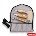 5 Piece Wood Carving Tool Set with Leather Strop, Polish Bar and Storage Pouch