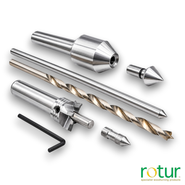 Rotur Long Hole Boring Kit Deluxe MT1 for woodturning lathes