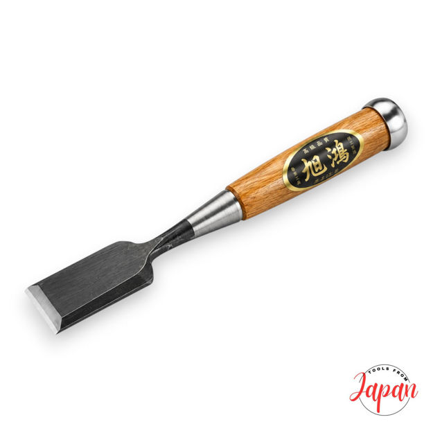 Fugikawa Japanese White Steel laminated socket chisel with Red Oak handle