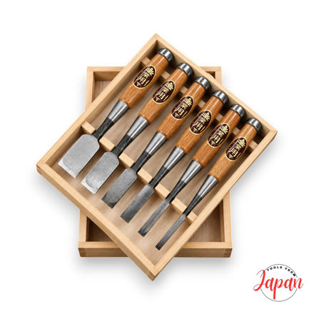 Fugikawa Japanese White Steel laminated socket chisel with Red Oak handle