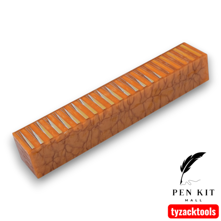 Crystal Orange Aluminum Honeycomb Resin Pen Blanks - HC291