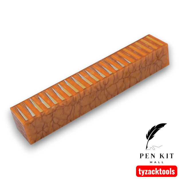 Crystal Orange Aluminum Honeycomb Resin Pen Blanks - HC291