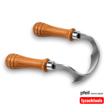 Pfeil Two-Handed Scorp Inshave 140mm woodworking tool for hollowing wood and shaping chair seats