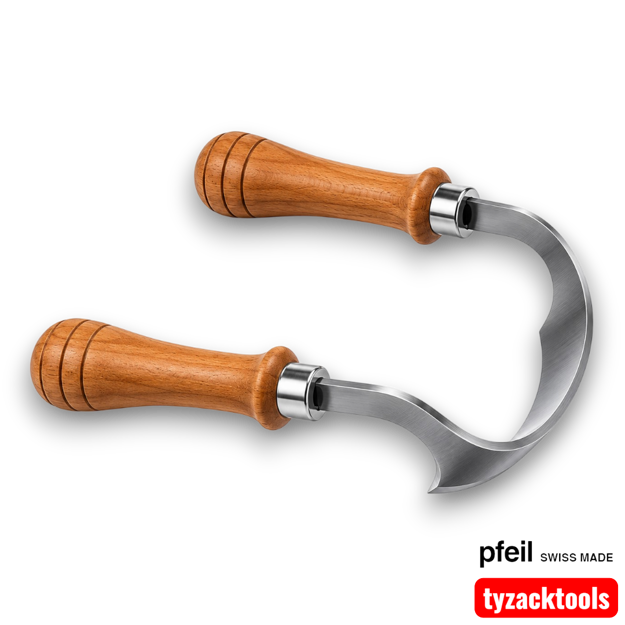 Pfeil Two-Handed Scorp Inshave 140mm woodworking tool for hollowing wood and shaping chair seats